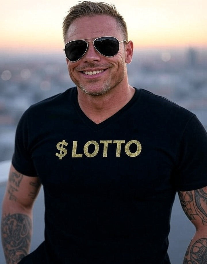 Lucky Lotto V-Neck Tee, Casual Tee Shirt